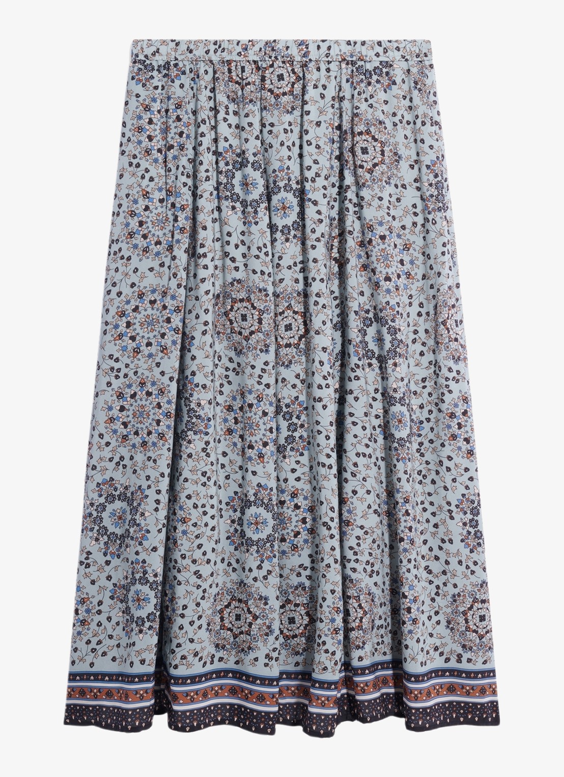 Gerard Darel Tifenn midi rok met paisley dessin - voorkant 2 lichtblauw