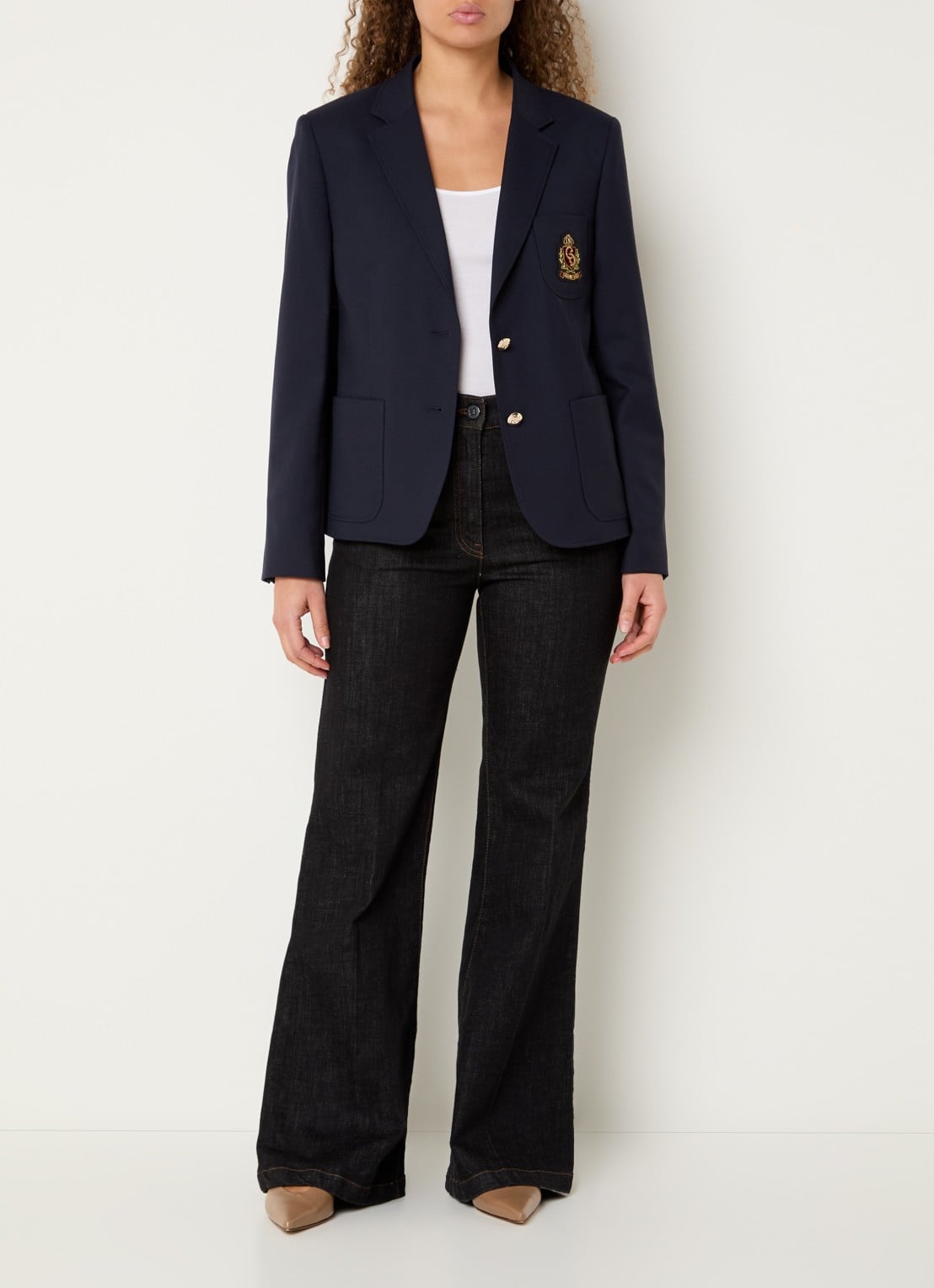 Gerard Darel Tinais blazer in wolblend met logoborduring - voorkant 3 donkerblauw