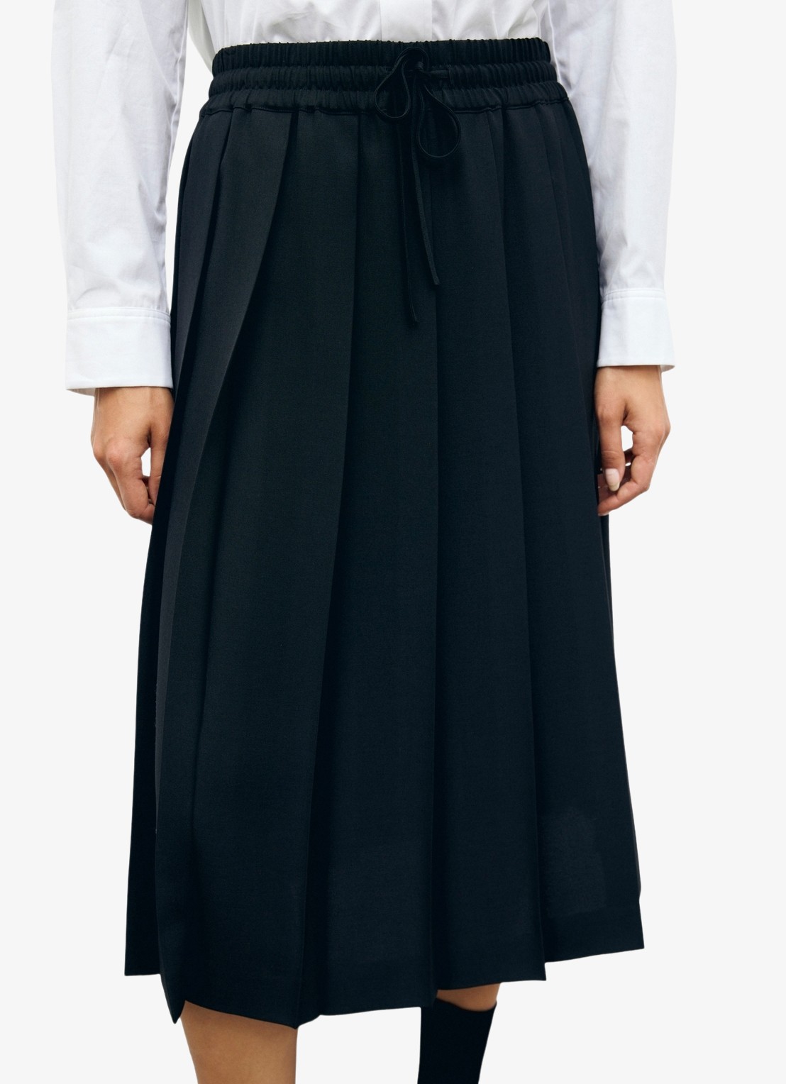 Gerard Darel Tosca midi rok met trekkoord en plooien - detail 4 zwart