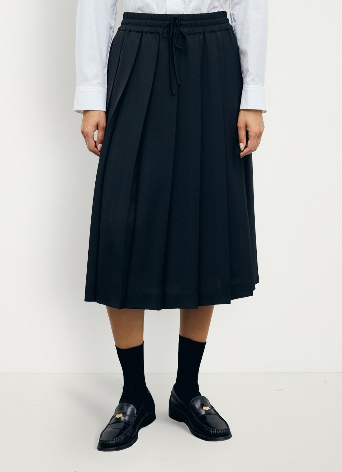 Gerard Darel Tosca midi rok met trekkoord en plooien - detail 5 zwart