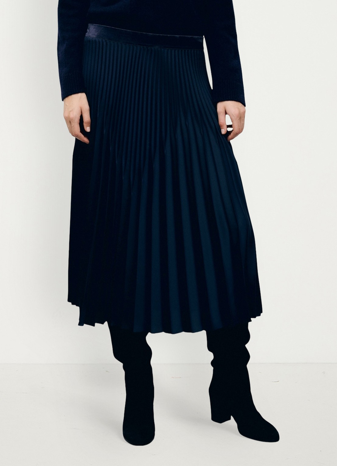 Gerard Darel Trixie midi rok met plooien - detail blauw