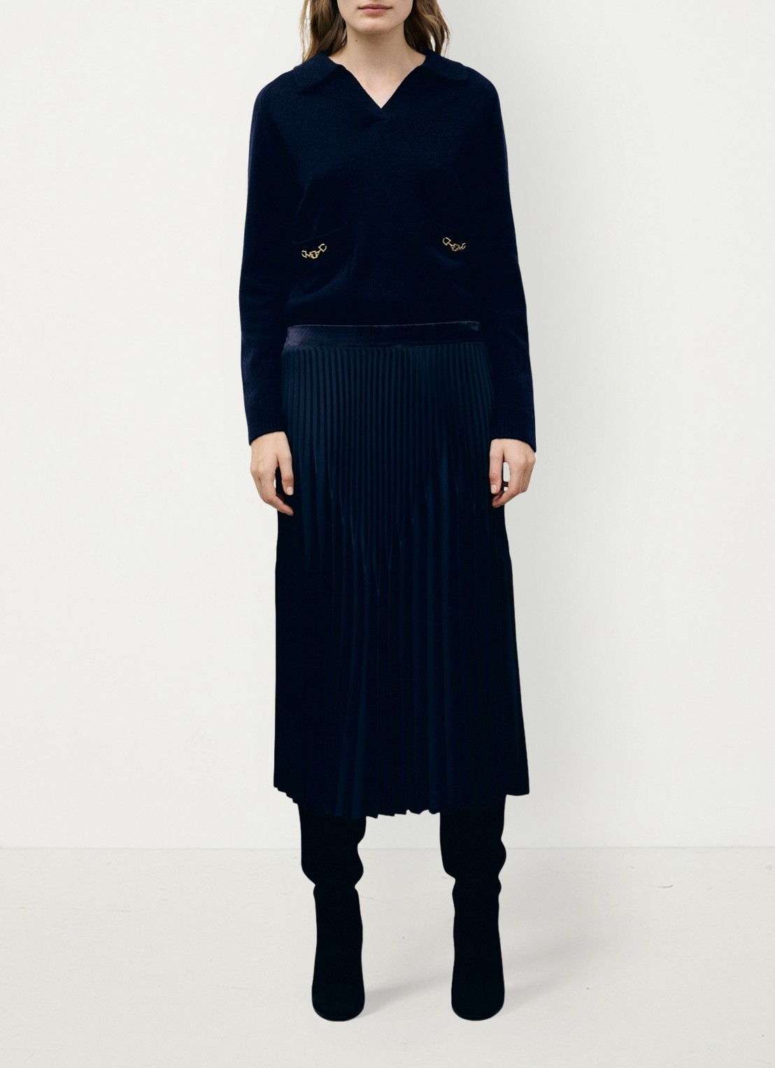 Gerard Darel Trixie midi rok met plooien - voorkant 4 blauw