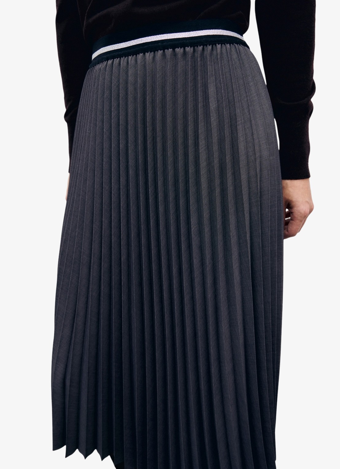 Gerard Darel Trudy midi rok met plooien - detail 2 donkergrijs
