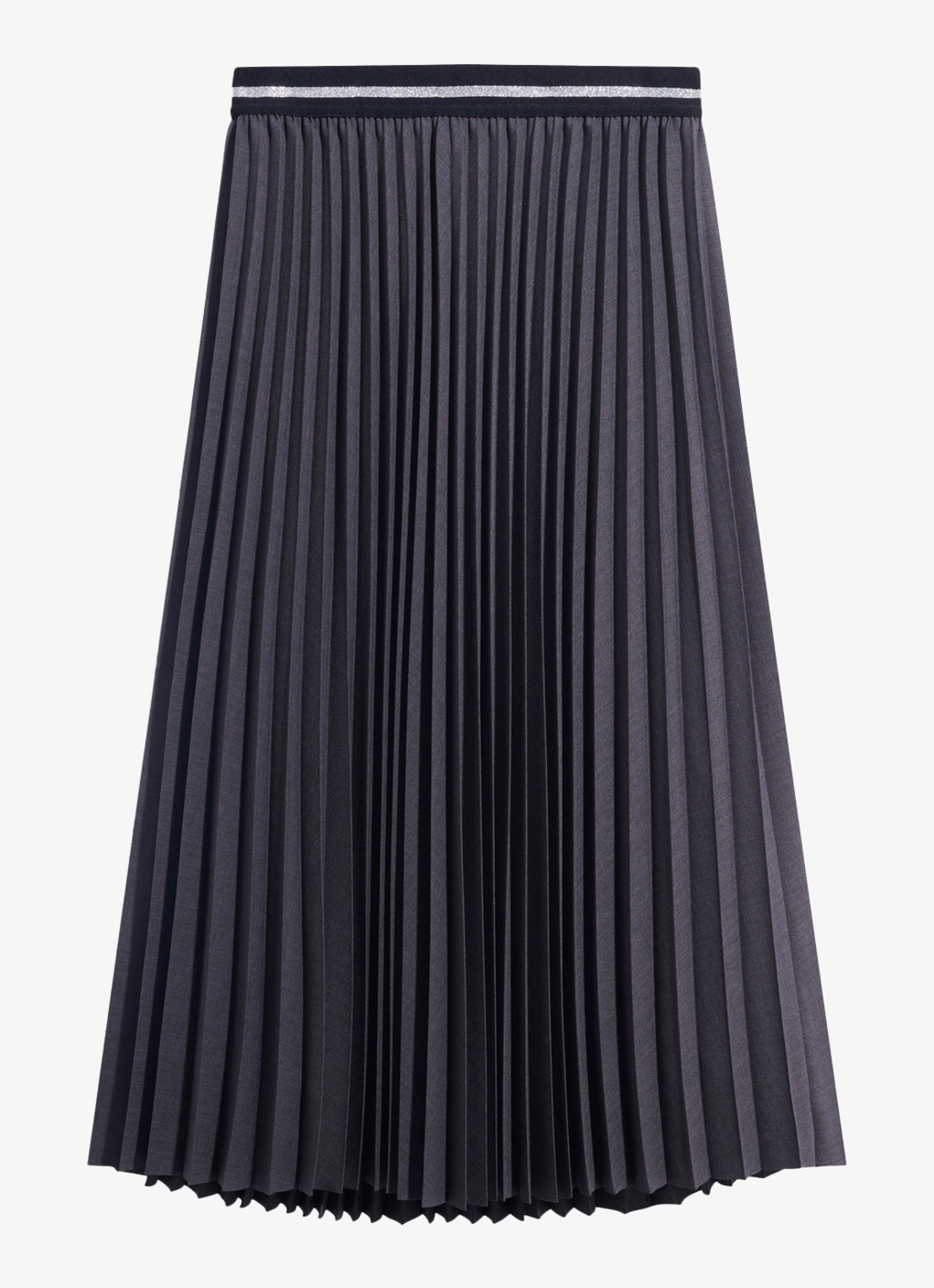 Gerard Darel Trudy midi rok met plooien - voorkant 3 donkergrijs