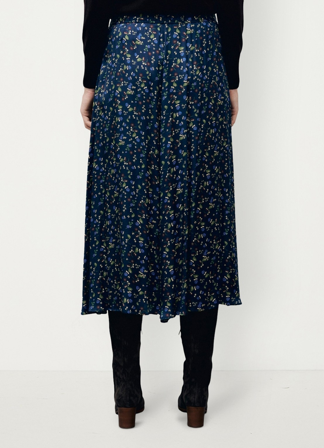 Gerard Darel Tulipe midi rok met bloemenprint - achterkant 3 blauw