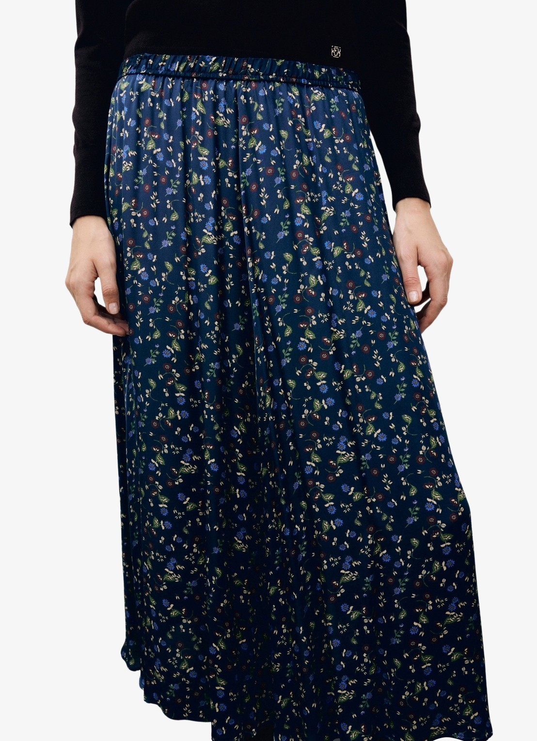 Gerard Darel Tulipe midi rok met bloemenprint - detail 2 blauw
