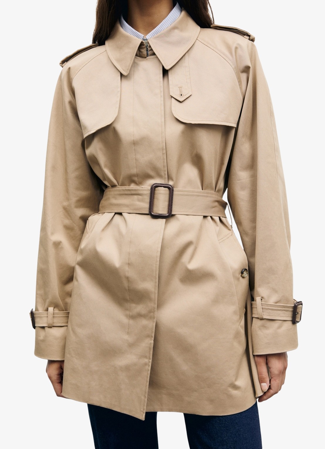 Gerard Darel Vania trenchcoat met ceintuur - detail beige
