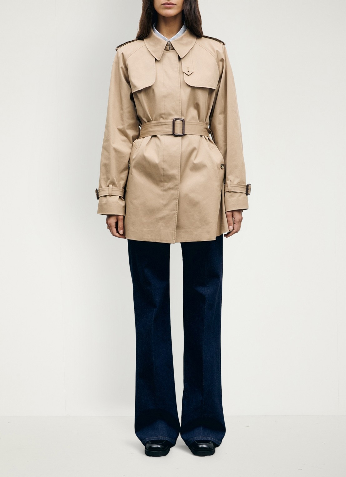 Gerard Darel Vania trenchcoat met ceintuur - voorkant 6 beige