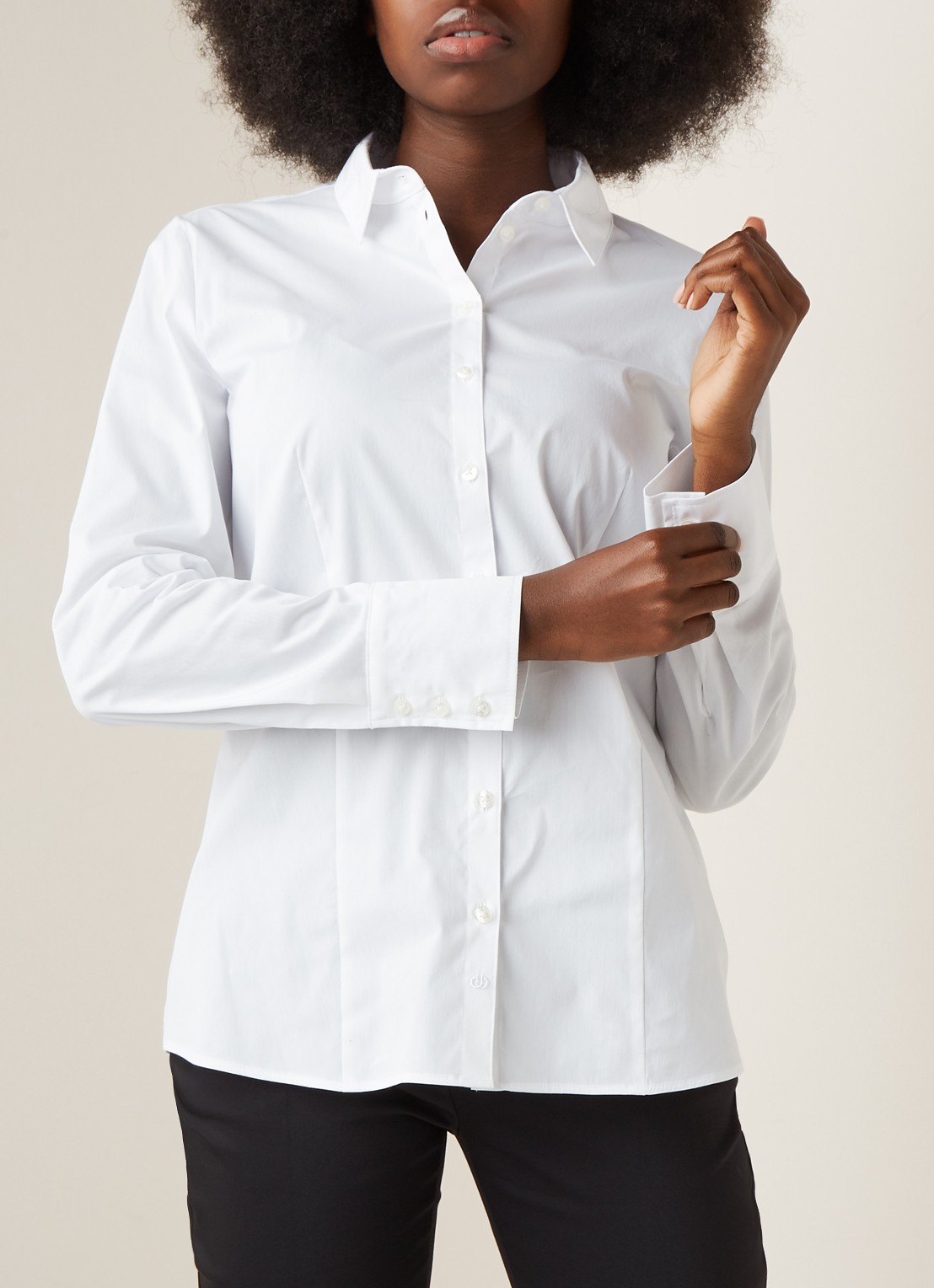 Gerry Weber Basic fit blouse van stretch katoen - detail wit