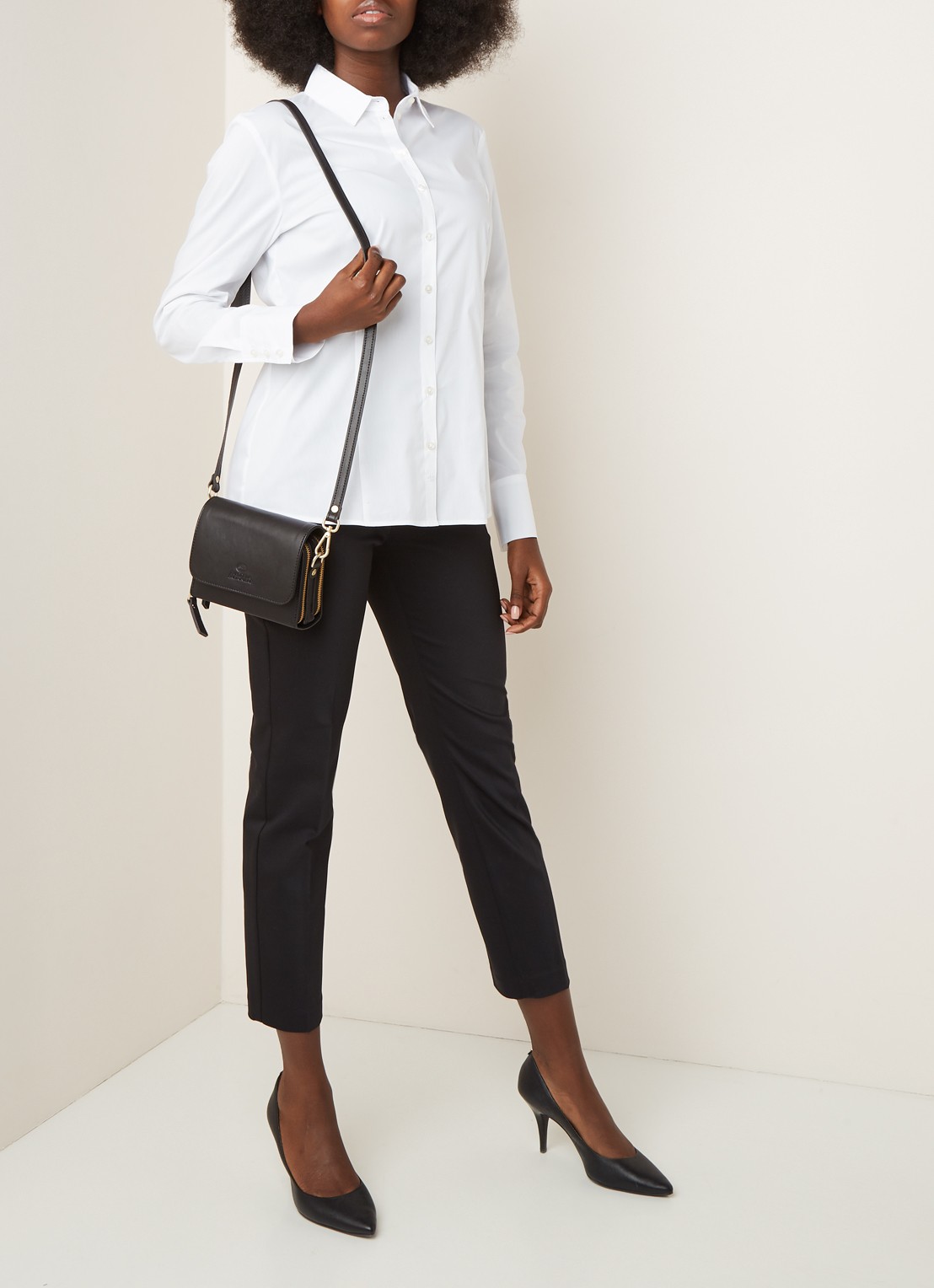Gerry Weber Basic fit blouse van stretch katoen - voorkant 4 wit