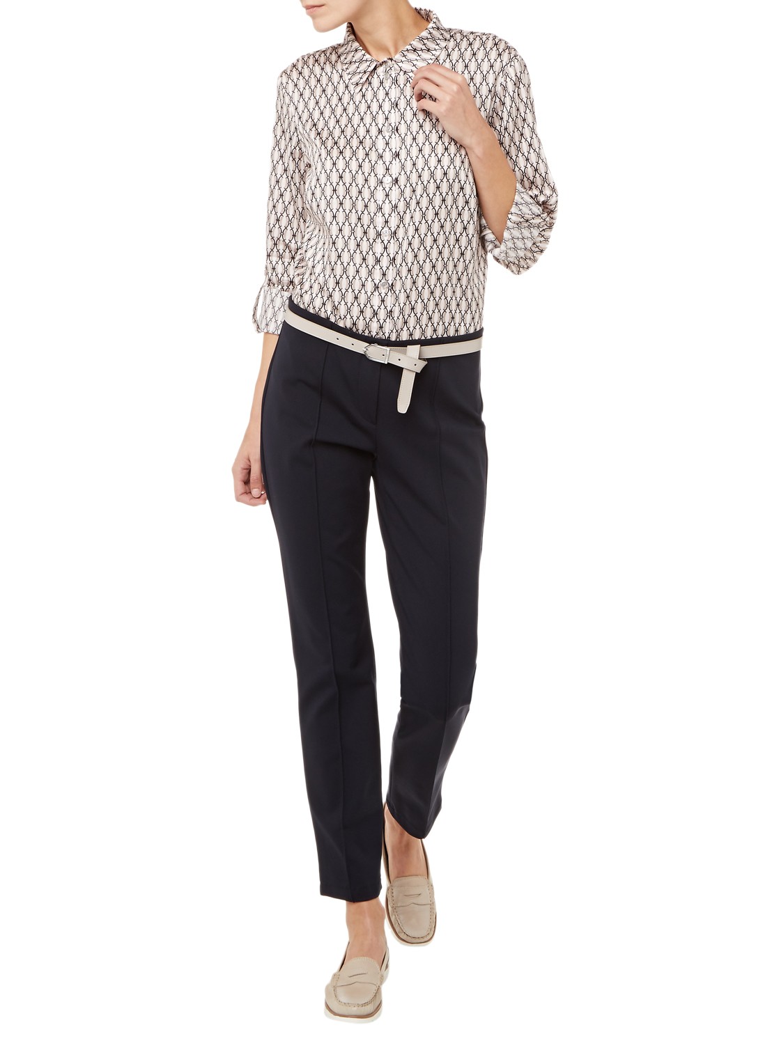Gerry Weber Roxane mid waist slim fit cropped pantalon met stretch - voorkant 3 donkerblauw