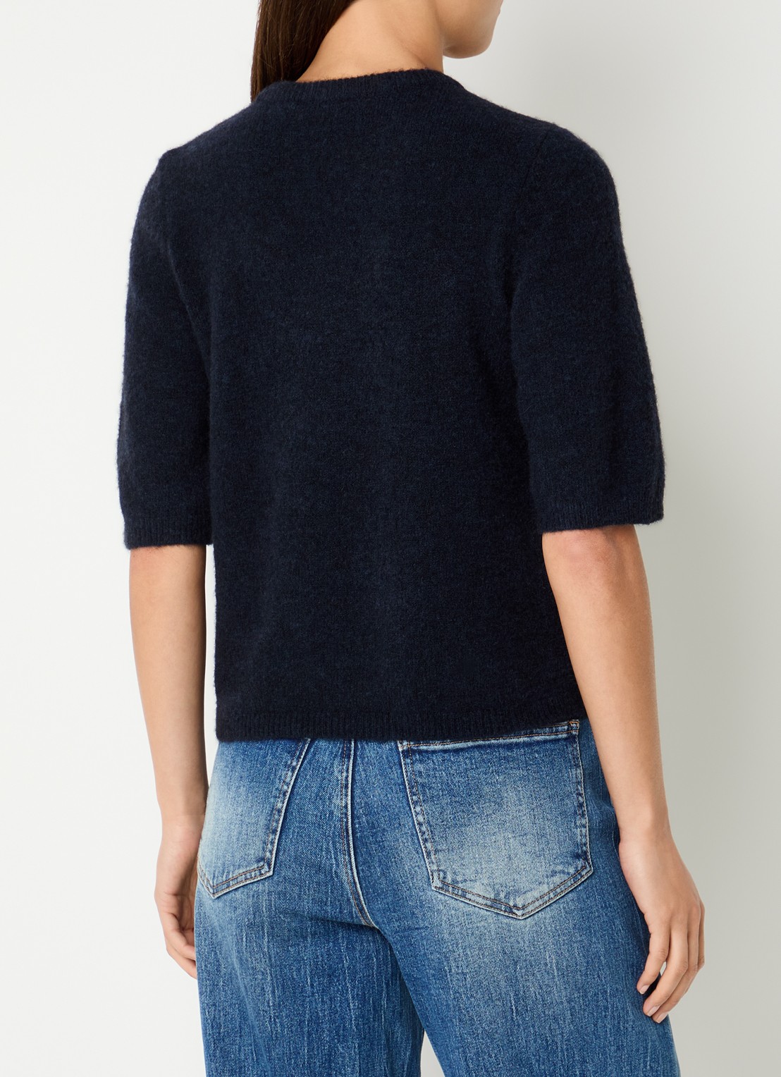 Gestuz Alpha fijngebreide trui in alpaca wolblend - achterkant donkerblauw
