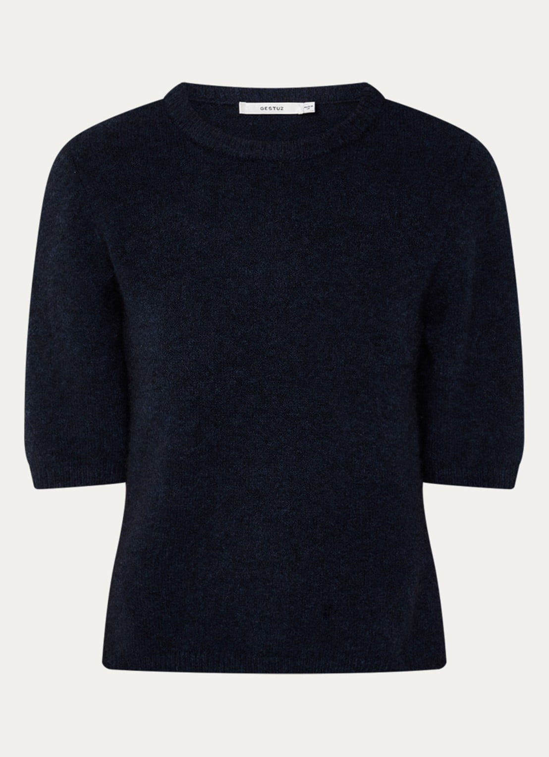 Gestuz Alpha fijngebreide trui in alpaca wolblend - voorkant 3 donkerblauw
