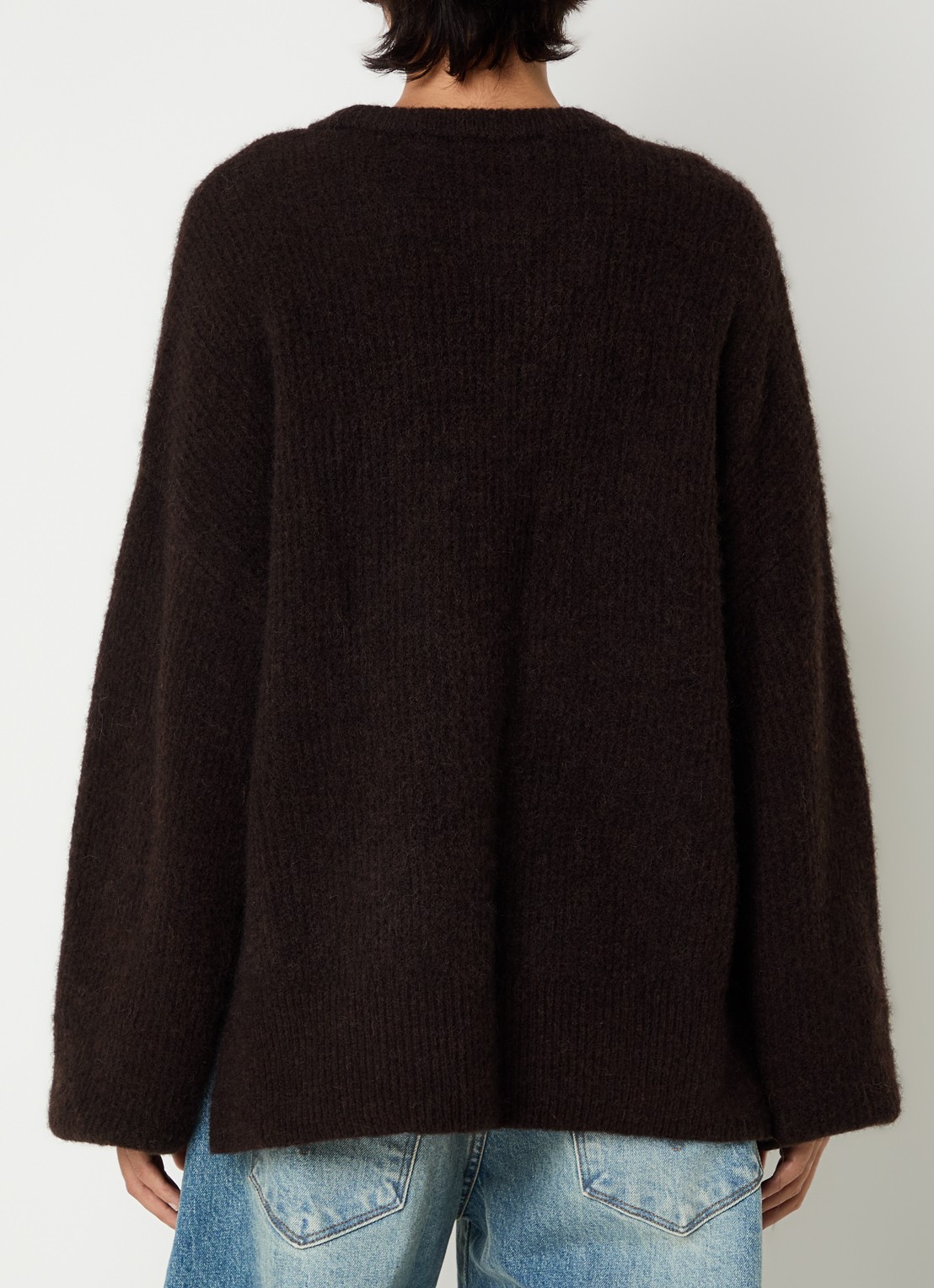 Gestuz Alpha grofgebreide trui in alpaca wolblend met split - achterkant 4 aubergine
