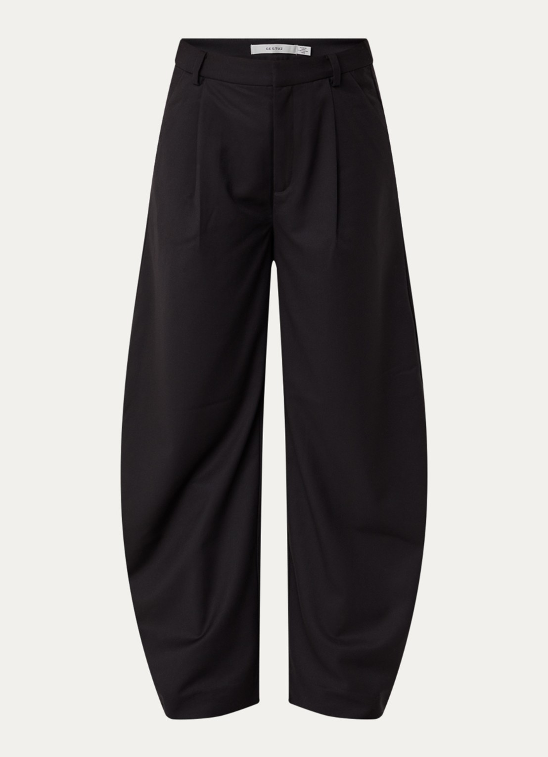 Gestuz Callia high waist wide fit pantalon met steekzakken - voorkant 2 zwart