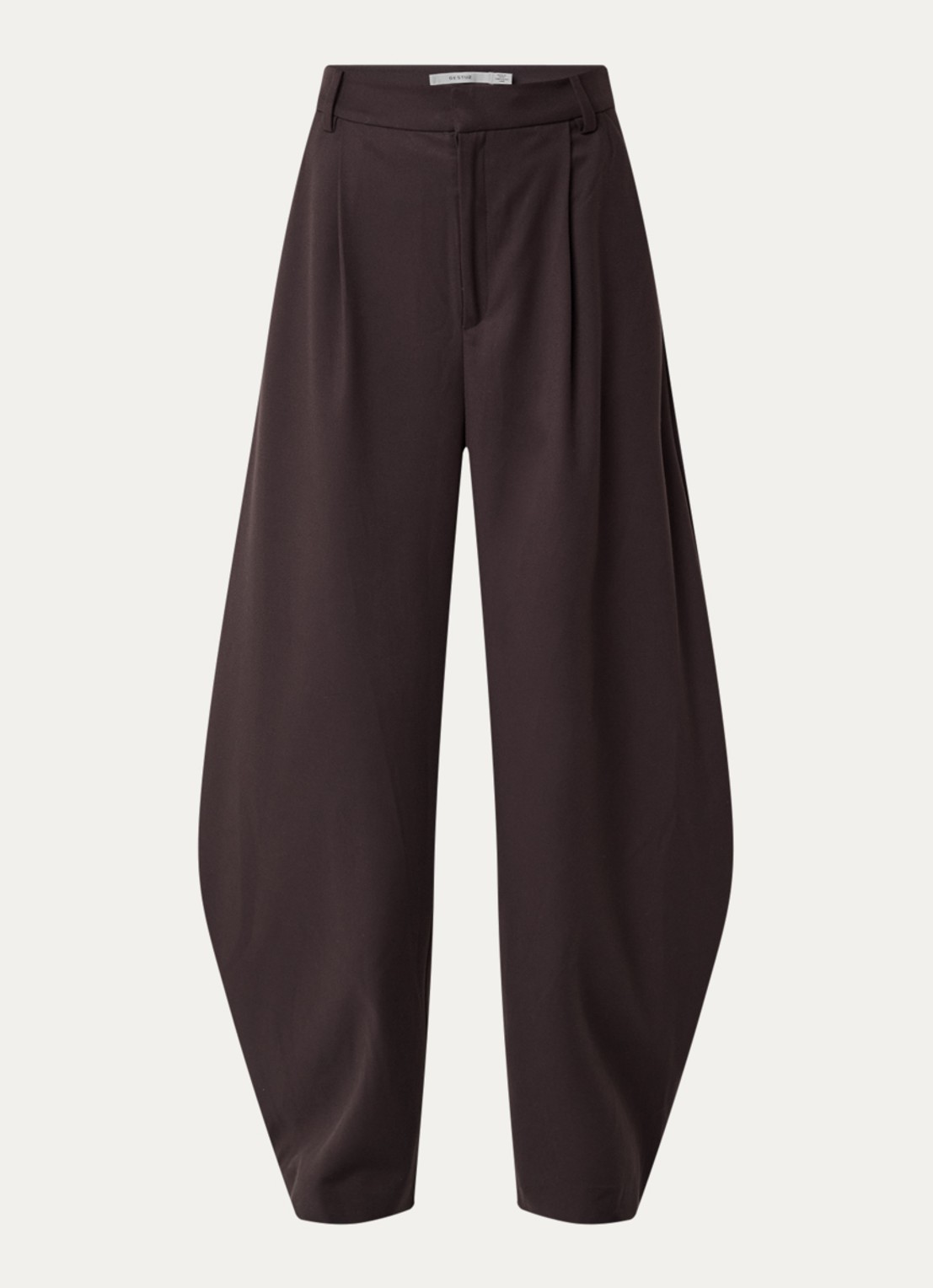 Gestuz Callia high waist wide fit pantalon met steekzakken - voorkant 2 donkerbruin