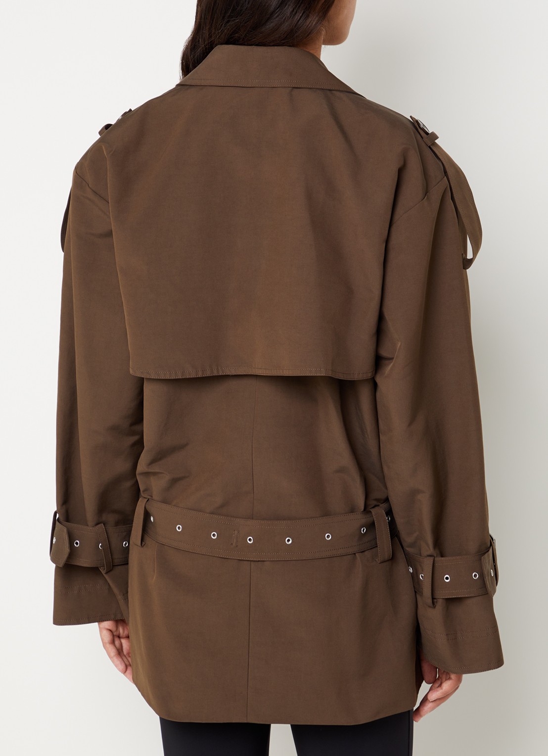 Gestuz Cherally oversized trenchcoat met ceintuur - achterkant 4 zwart
