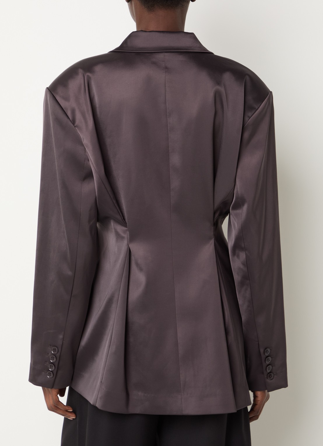 Gestuz Elva blazer met schoudervulling en glanzende finish - achterkant 4 aubergine