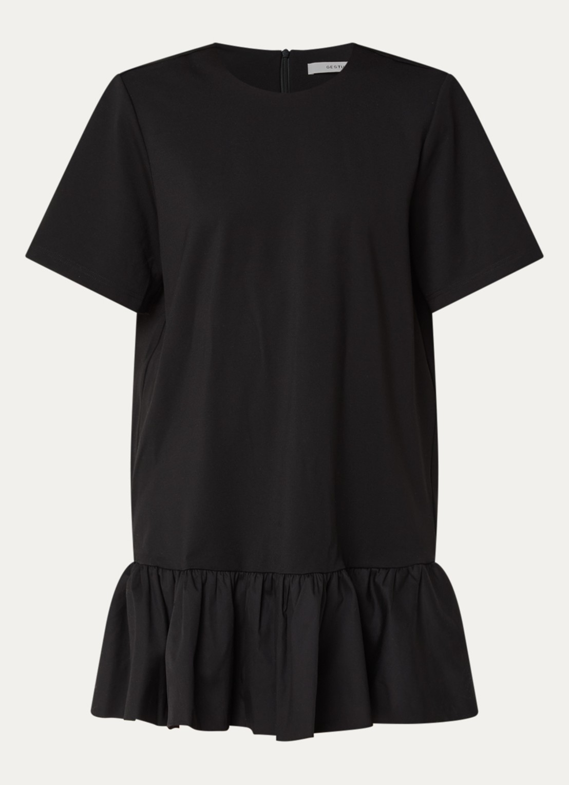 Gestuz Erin mini jurk met peplum - voorkant 2 zwart