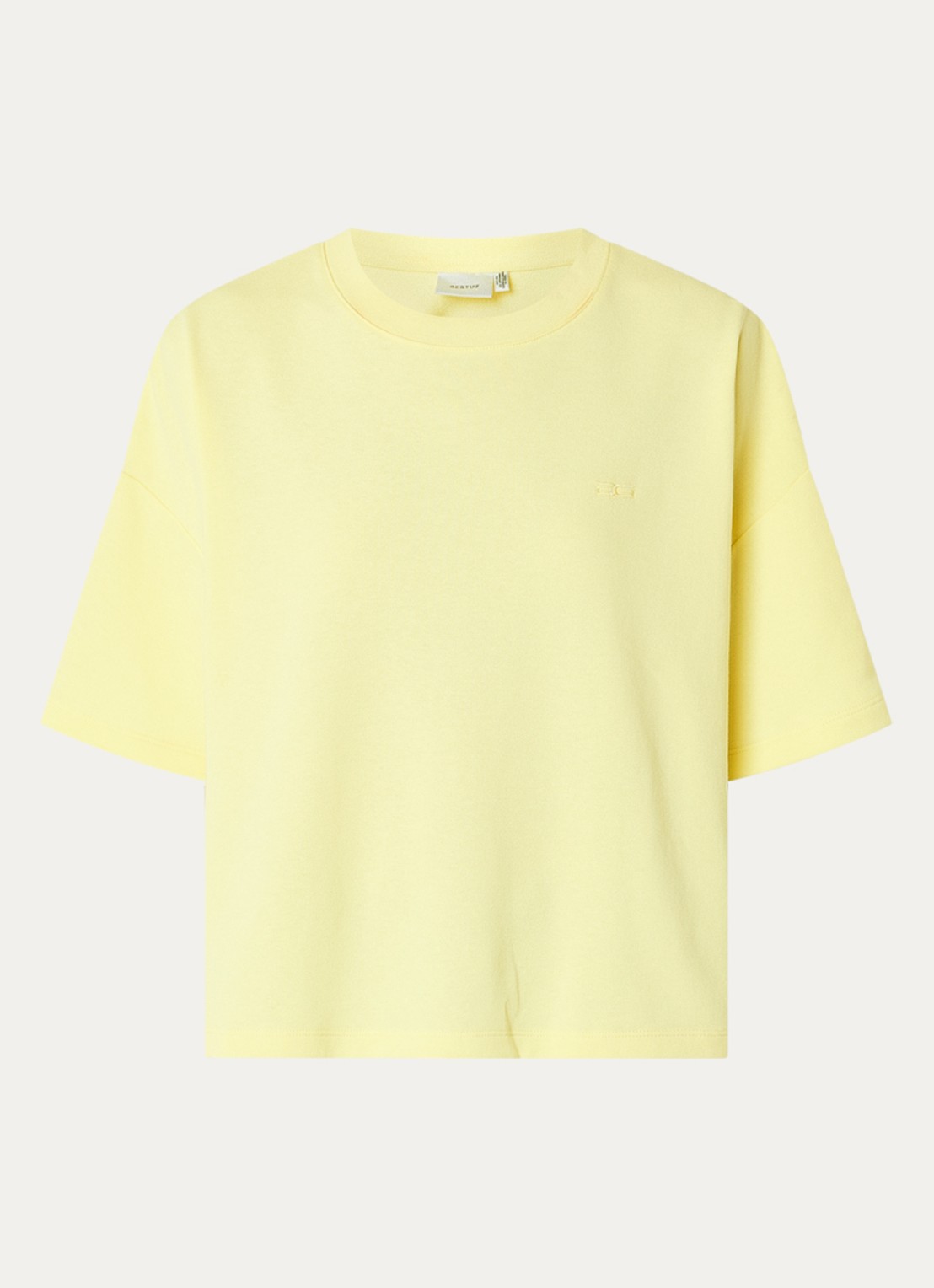 Gestuz Gilsa T-shirt van sweatstof - voorkant 2 lichtgeel