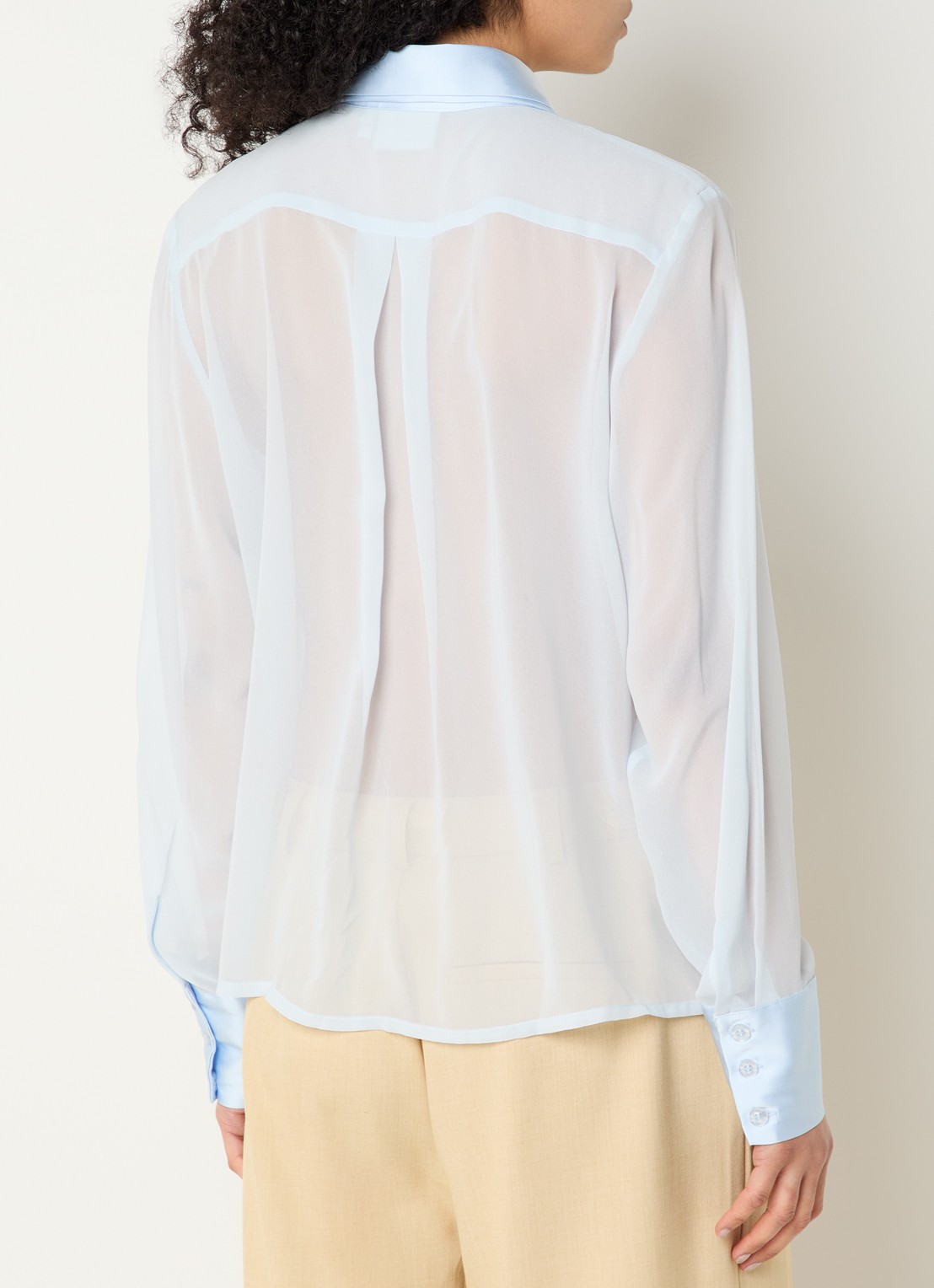 Gestuz GZchif semi-transparante blouse met sjaalkraag - achterkant 2 lichtblauw