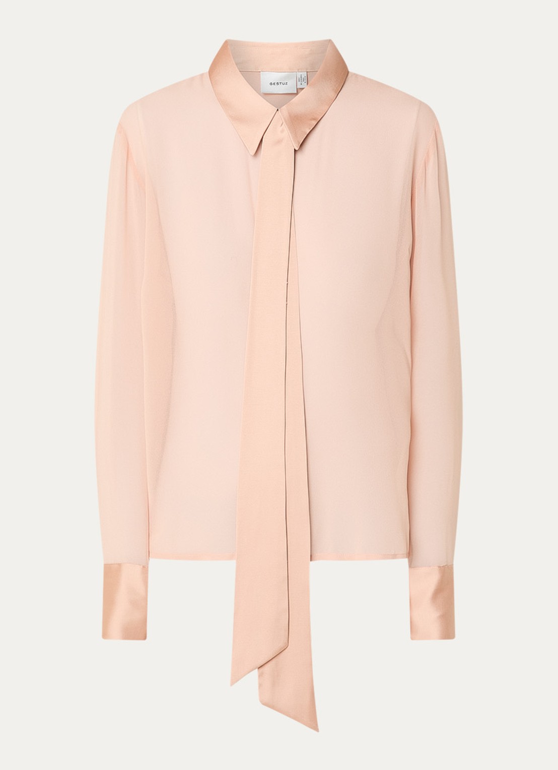 Gestuz GZchif semi-transparante blouse met sjaalkraag - voorkant 2 oudroze