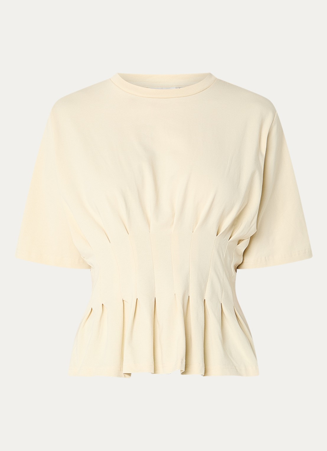 Gestuz GZinez T-shirt met plooidetail - voorkant 3 beige