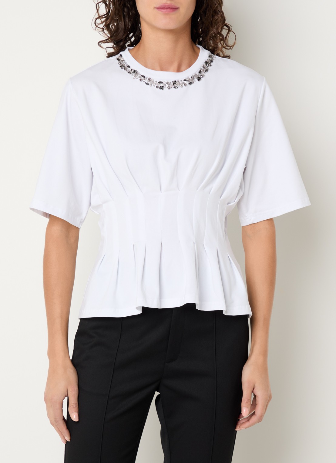 Gestuz GZinez T-shirt met strass - detail wit