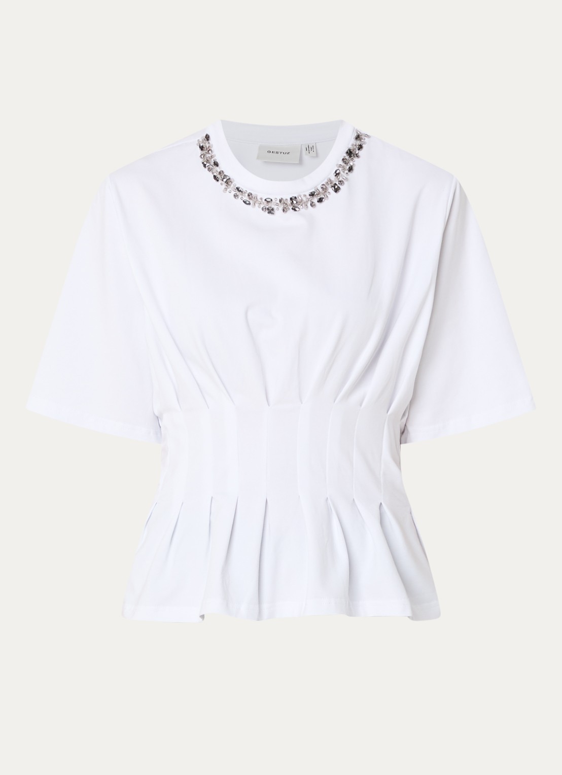 Gestuz GZinez T-shirt met strass - voorkant 2 wit