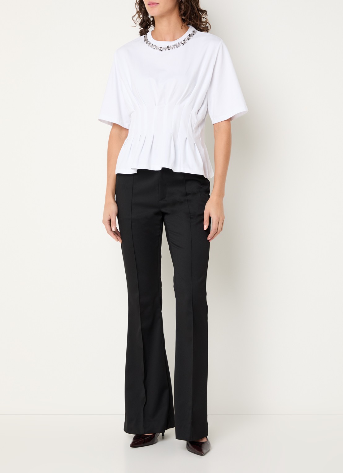 Gestuz GZinez T-shirt met strass - voorkant 3 wit