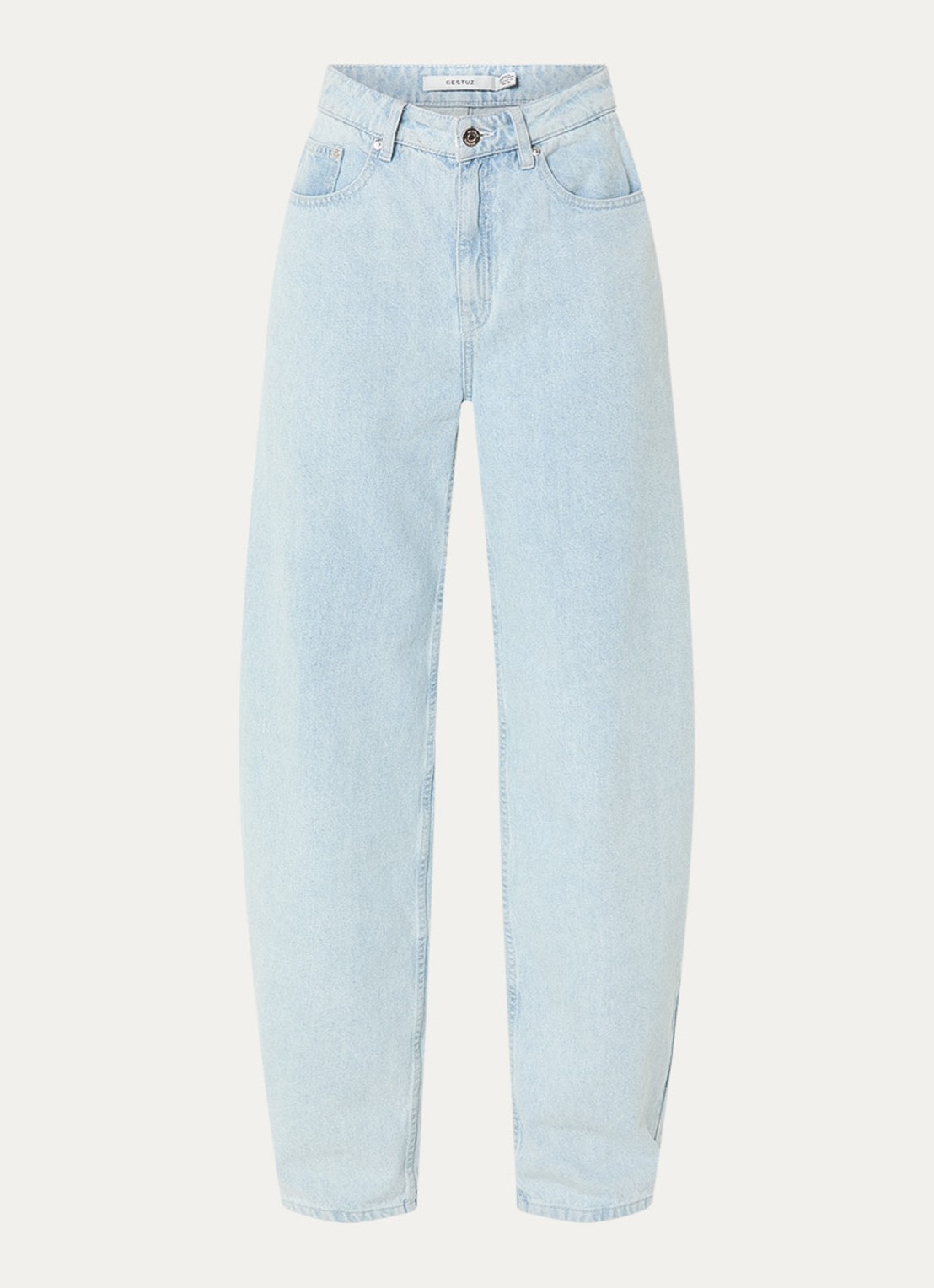 Gestuz GZparwana high waist balloon fit jeans met lichte wassing - voorkant 2 lichtblauw