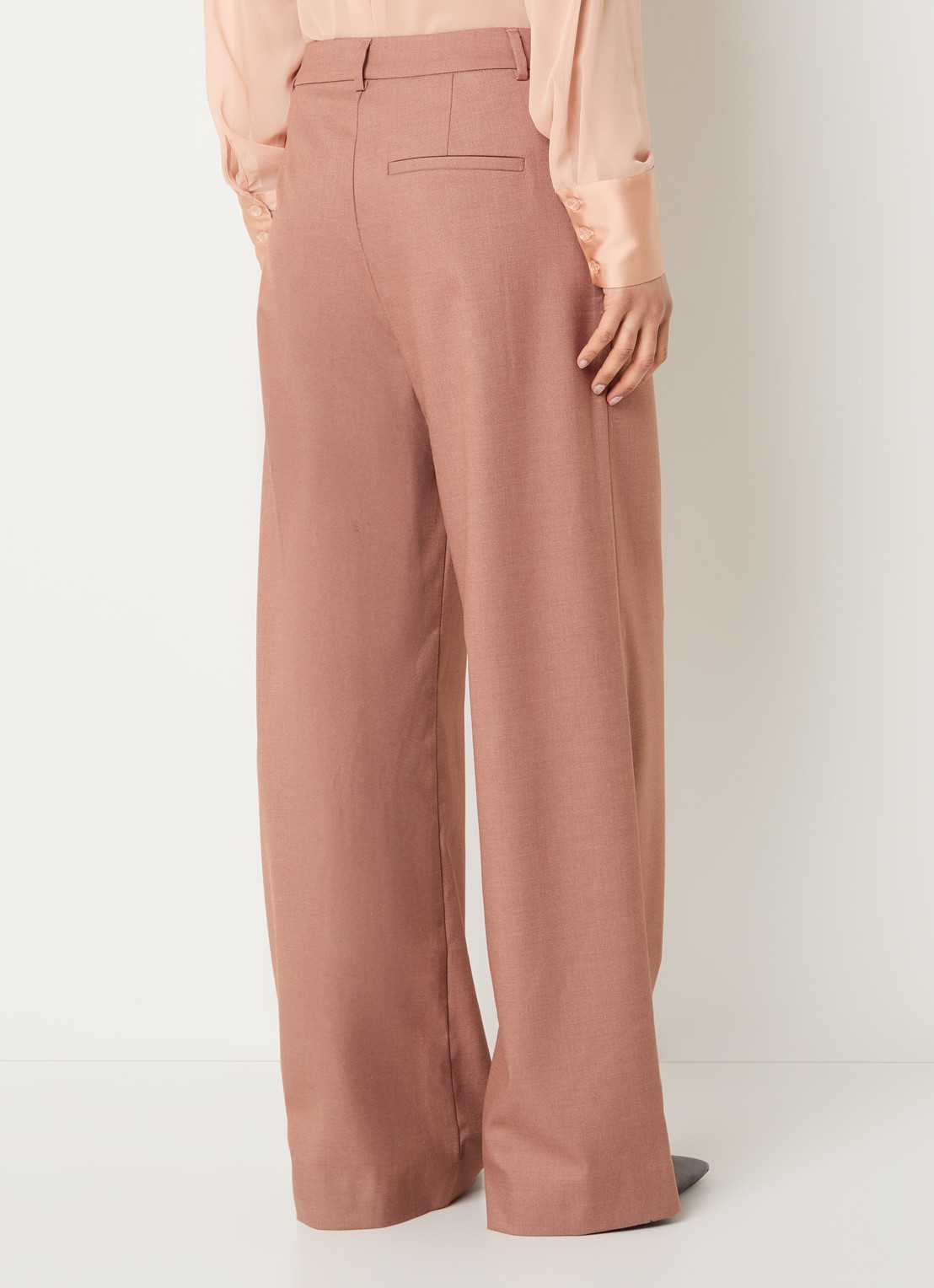Gestuz GZpaula high waist loose fit pantalon met steekzakken - achterkant 4 roodbruin