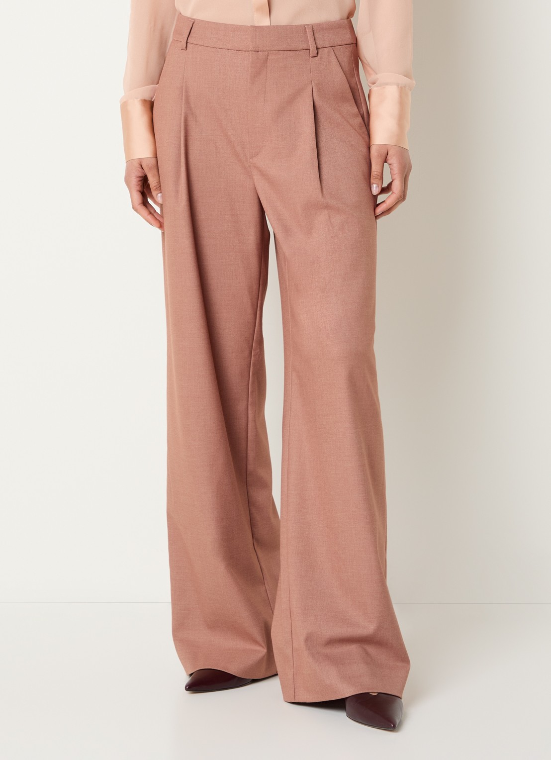 Gestuz GZpaula high waist loose fit pantalon met steekzakken - detail 3 roodbruin