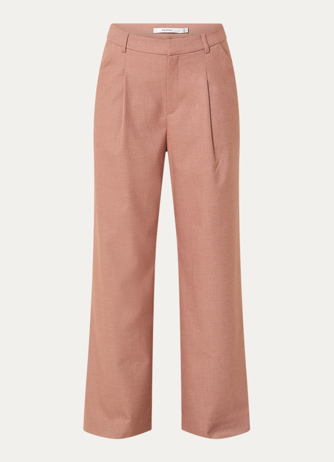 Gestuz GZpaula high waist loose fit pantalon met steekzakken - voorkant roodbruin