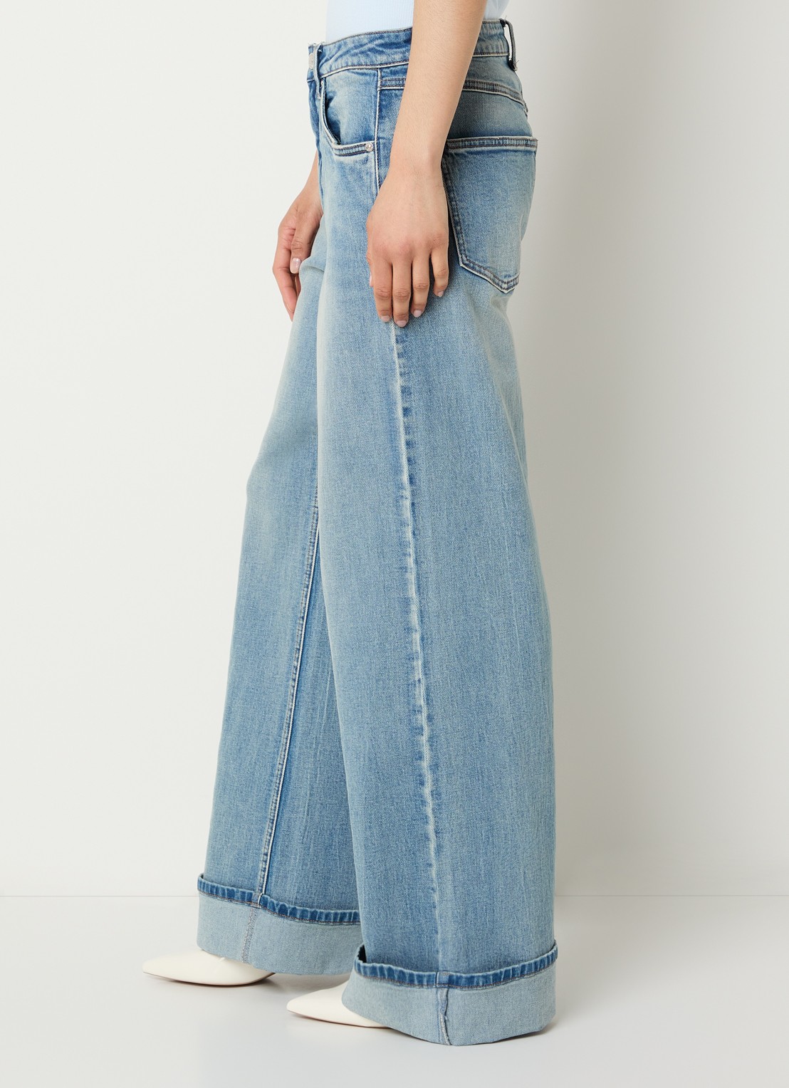 Gestuz GZsara high waist wide leg jeans met steekzakken - detail 3 indigo