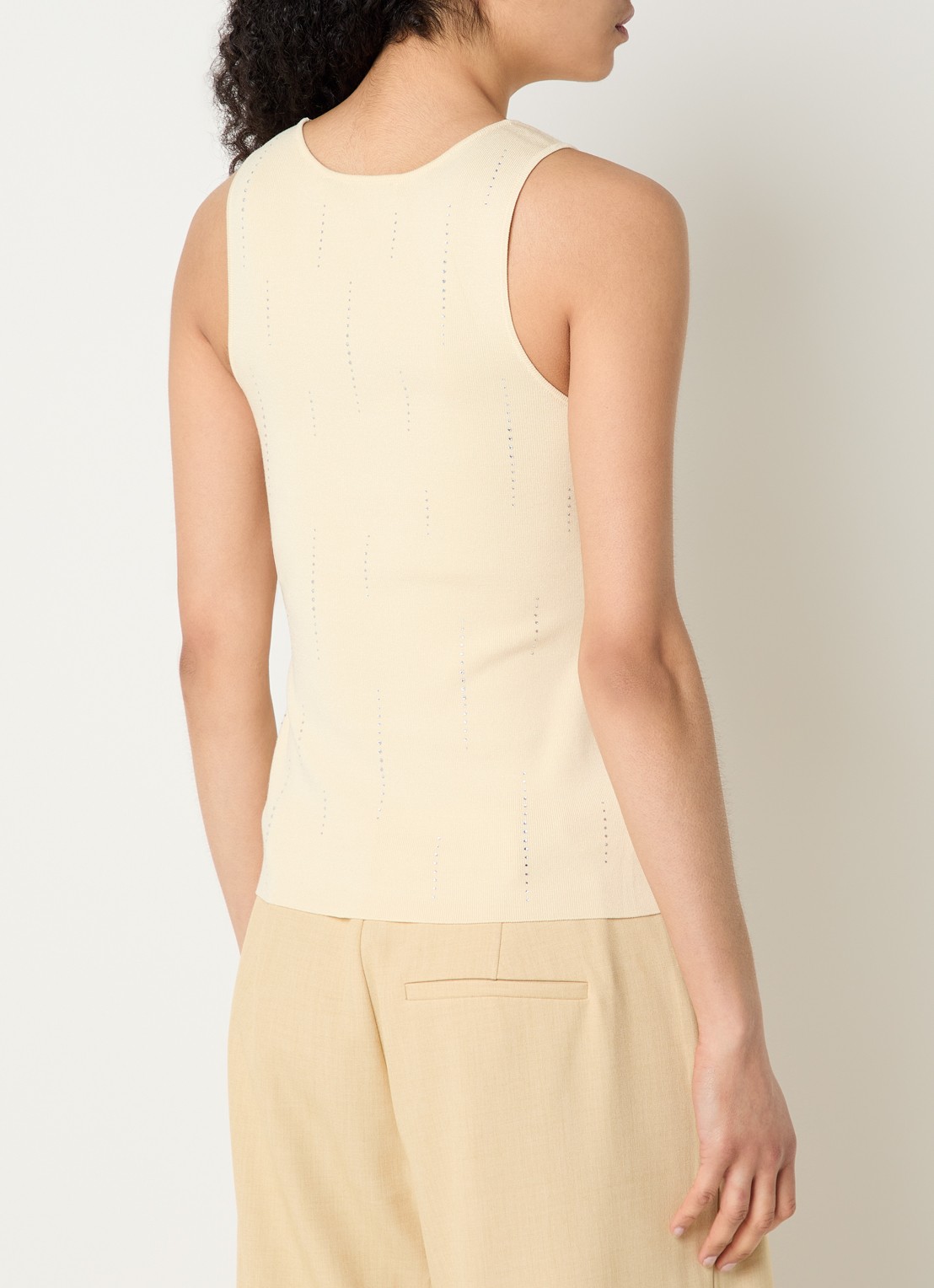 Gestuz GZsaya tanktop met strass - achterkant 3 vanillegeel
