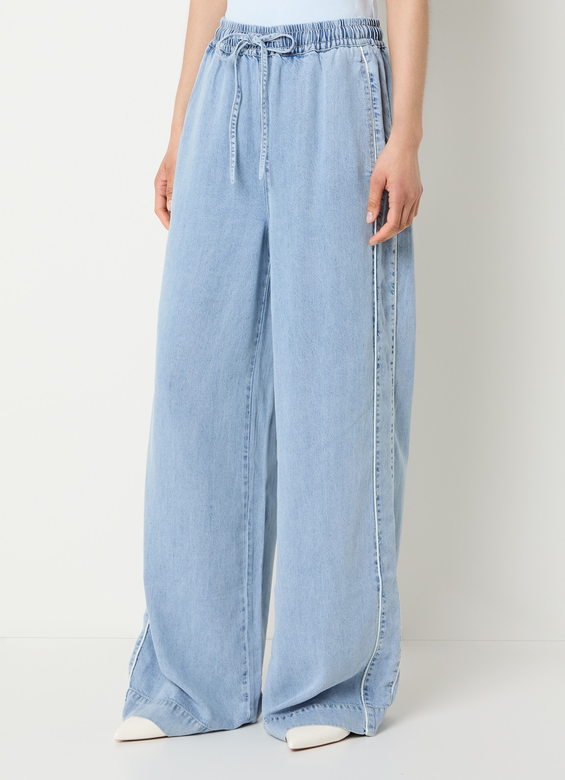 Gestuz GZsea high waist loose fit broek van chambray - detail 4 indigo