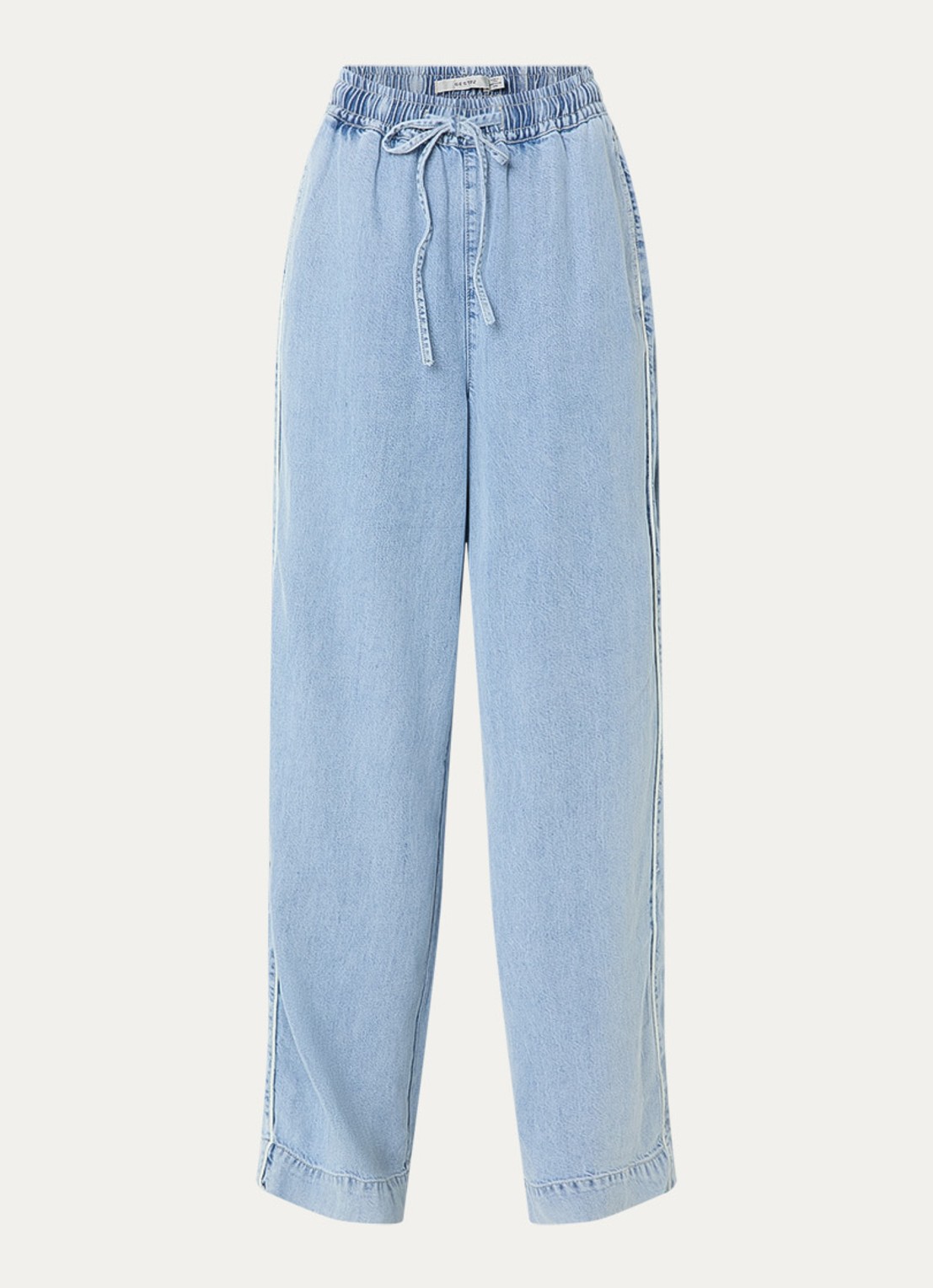 Gestuz GZsea high waist loose fit broek van chambray - voorkant 2 indigo