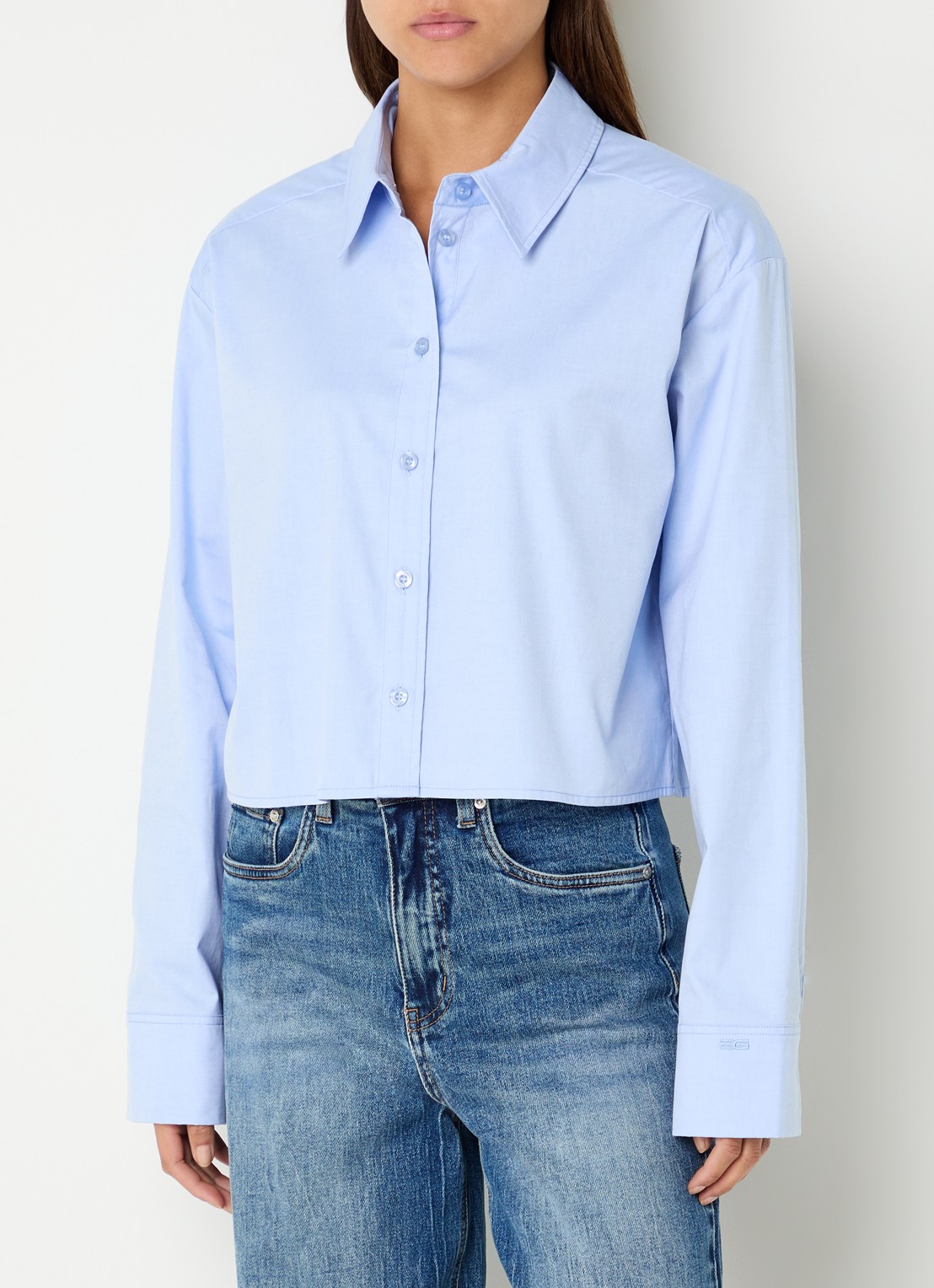 Gestuz GZyork cropped blouse - detail 4 lichtblauw