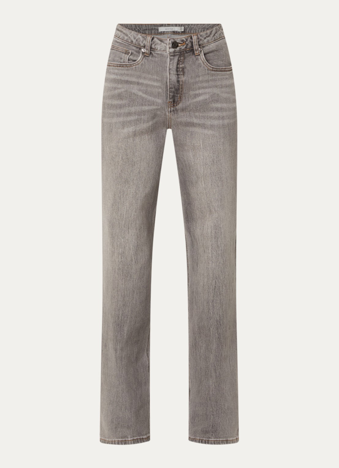 Gestuz Jade high waist straight fit jeans met gekleurde wassing - voorkant 4 grijs