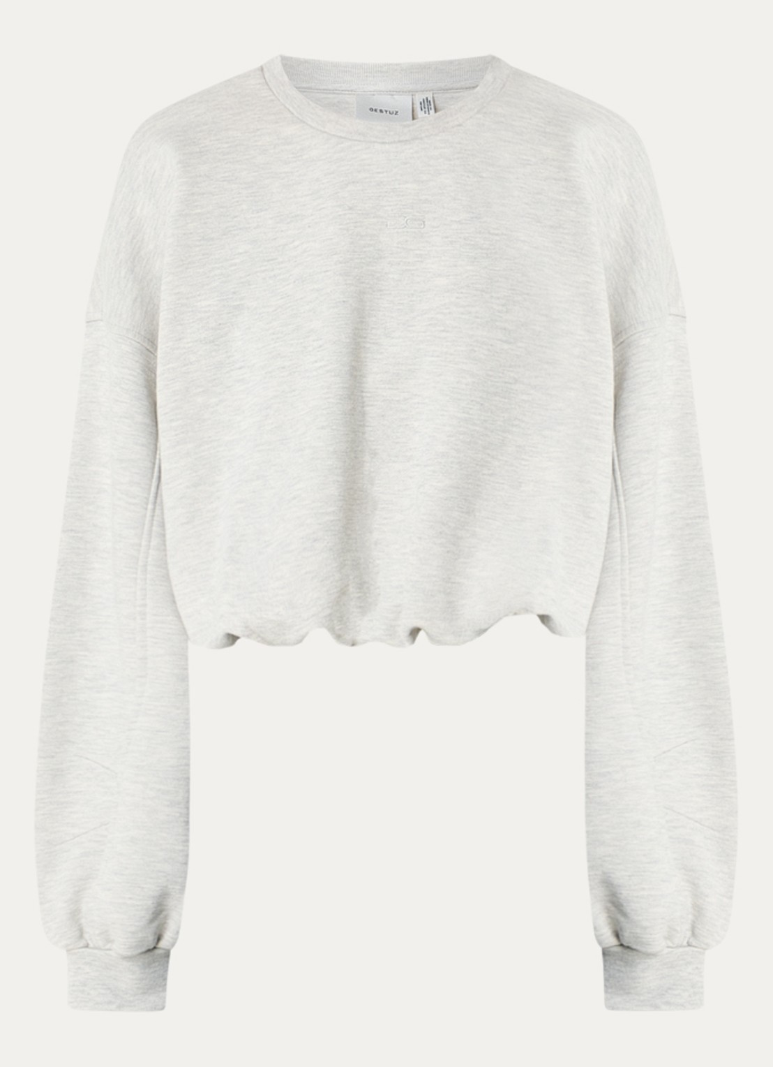 Gestuz Kahla cropped sweater met logoborduring - voorkant 3 grijs
