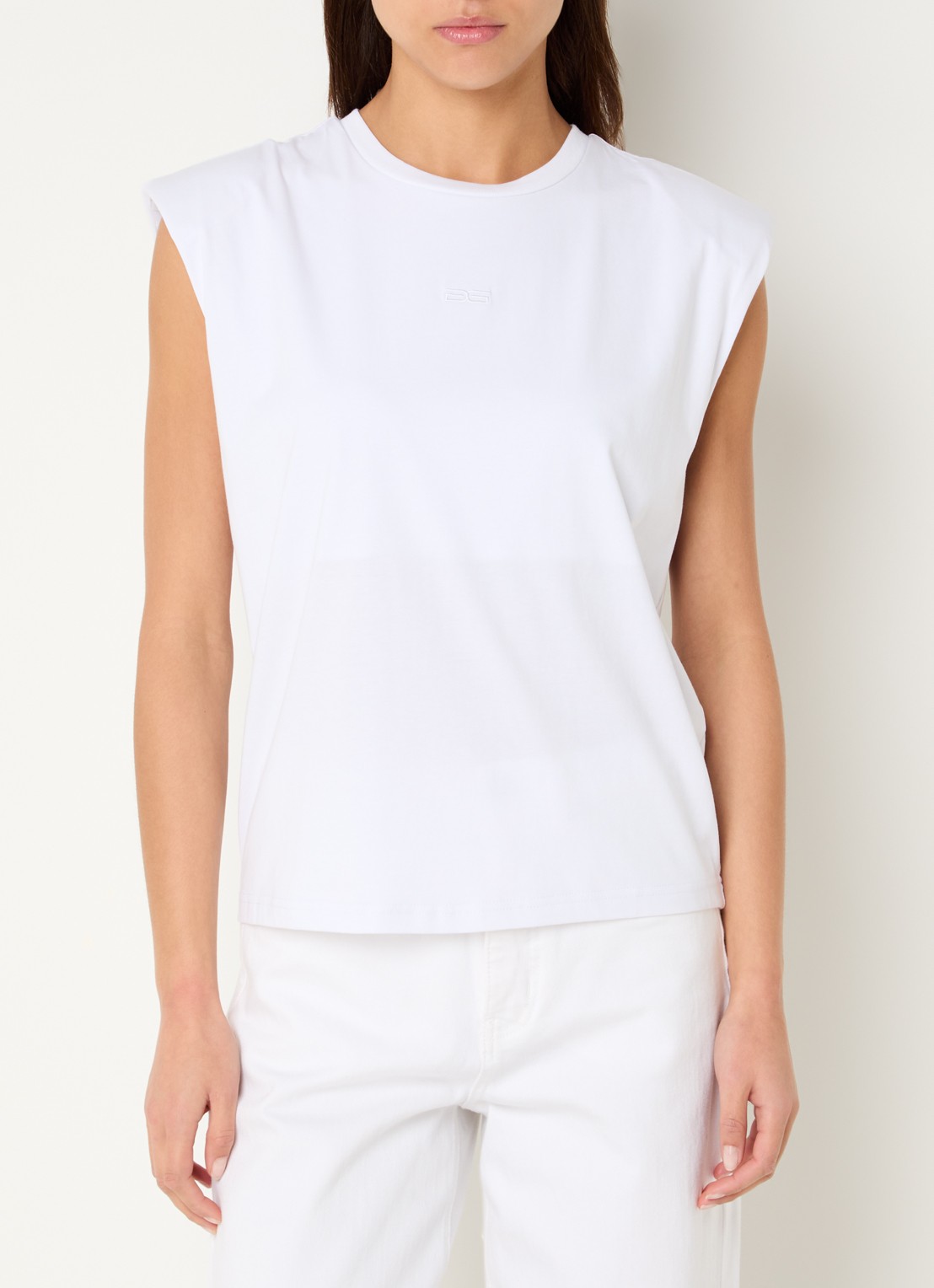 Gestuz Kathrin mouwloze top met schoudervulling - detail 3 wit