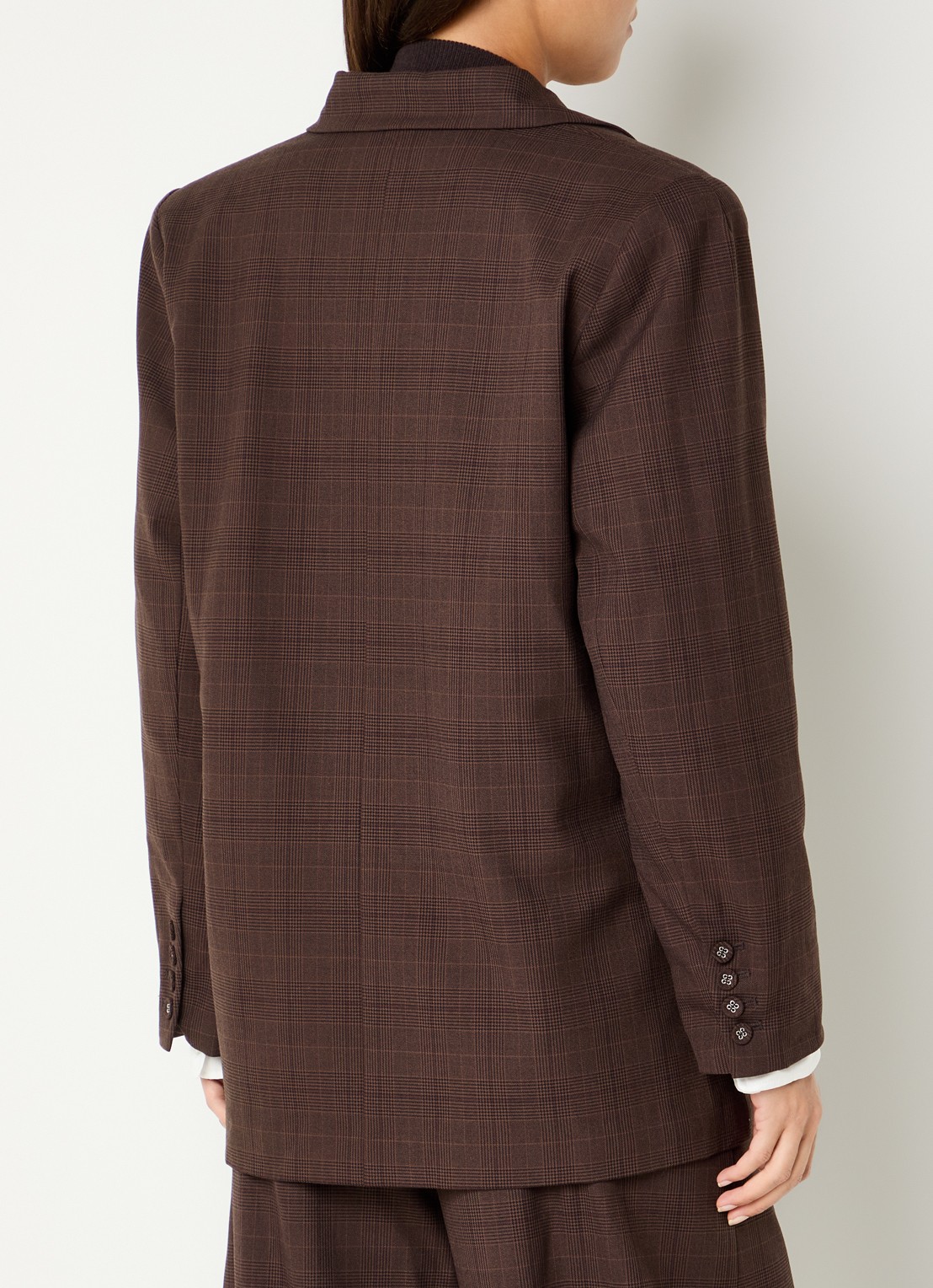 Gestuz Lavana blazer met ruitdessin - achterkant bruin
