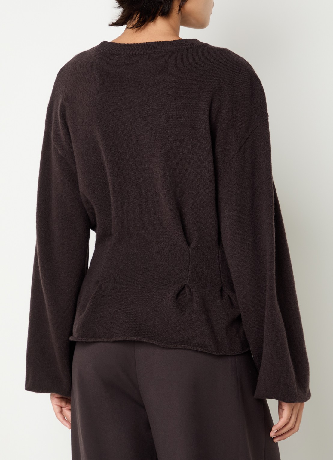 Gestuz Manzi pullover van wol met peplum  - achterkant 4 aubergine