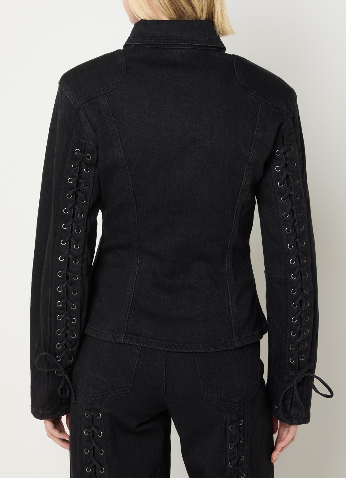 Gestuz Nanetta blouse van denim met kraag - achterkant 4 zwart