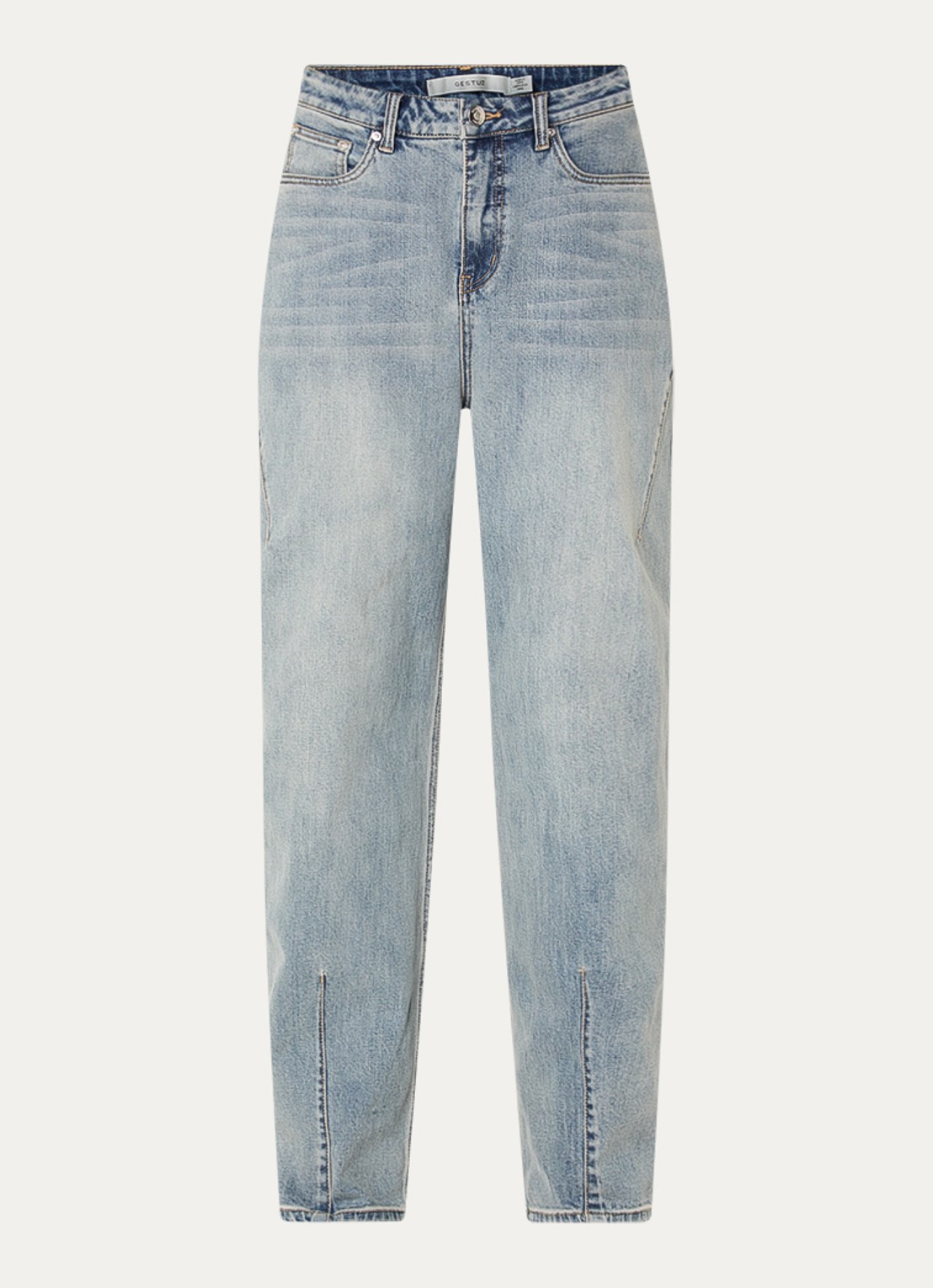 Gestuz Noma high waist loose fit jeans met lichte wassing - voorkant 2 indigo