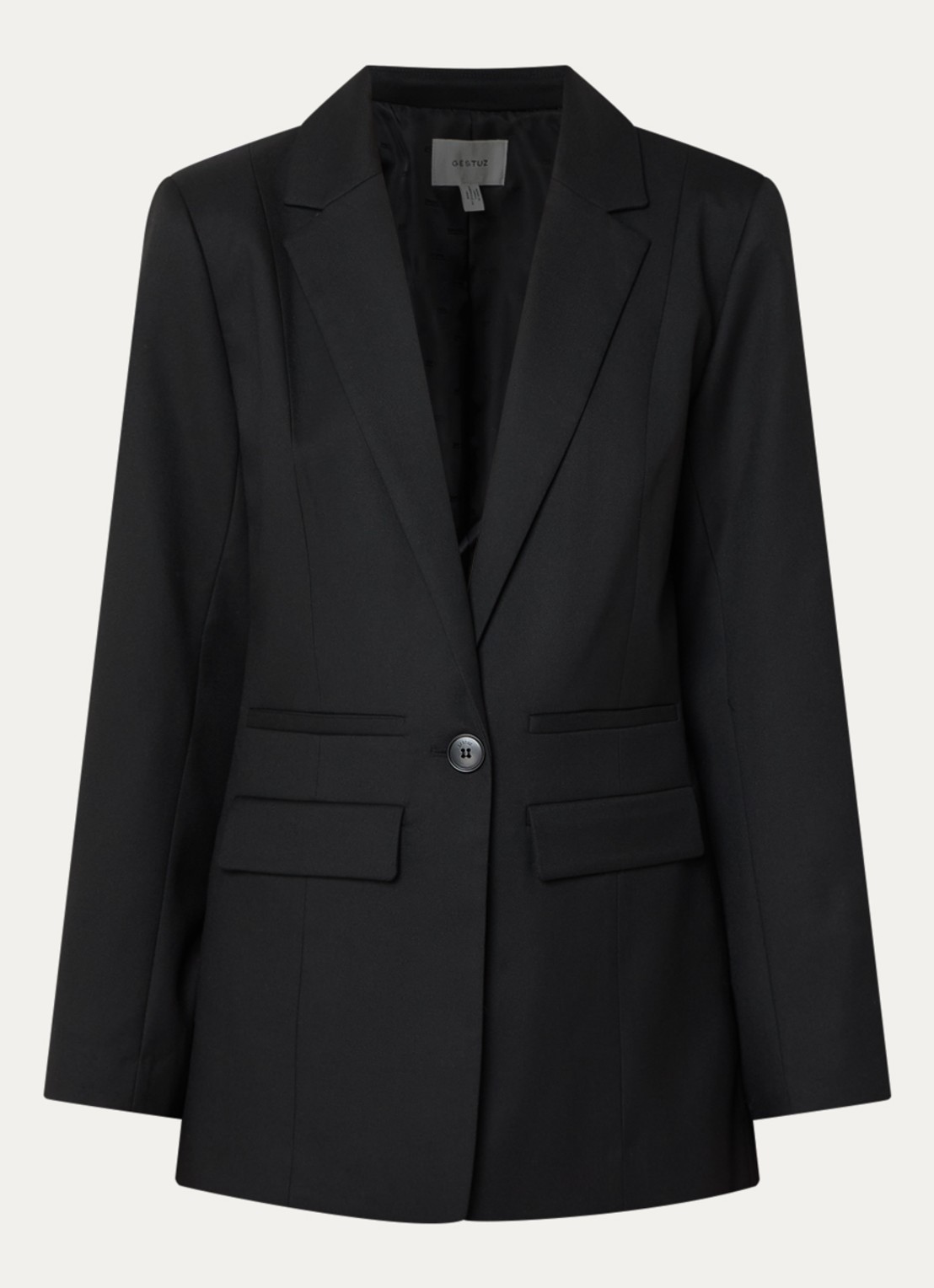 Gestuz Paula blazer met klepzakken - voorkant 2 zwart
