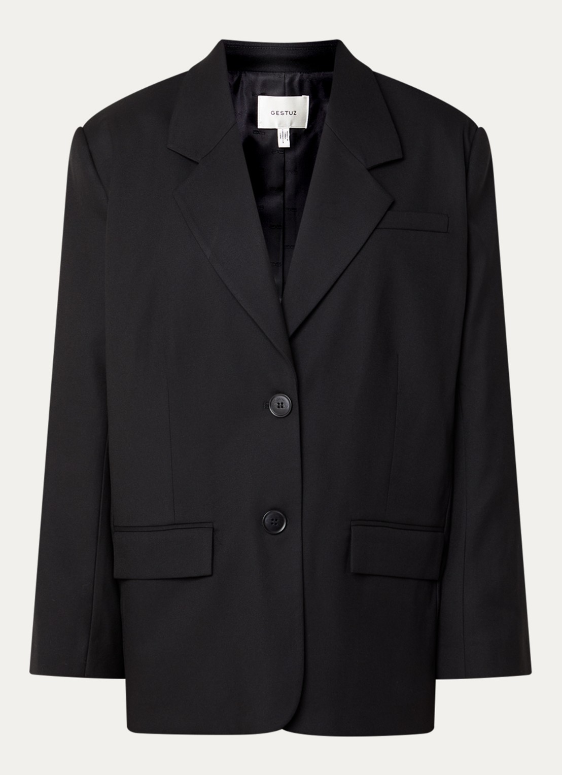 Gestuz Paula blazer met klepzakken - voorkant 2 zwart