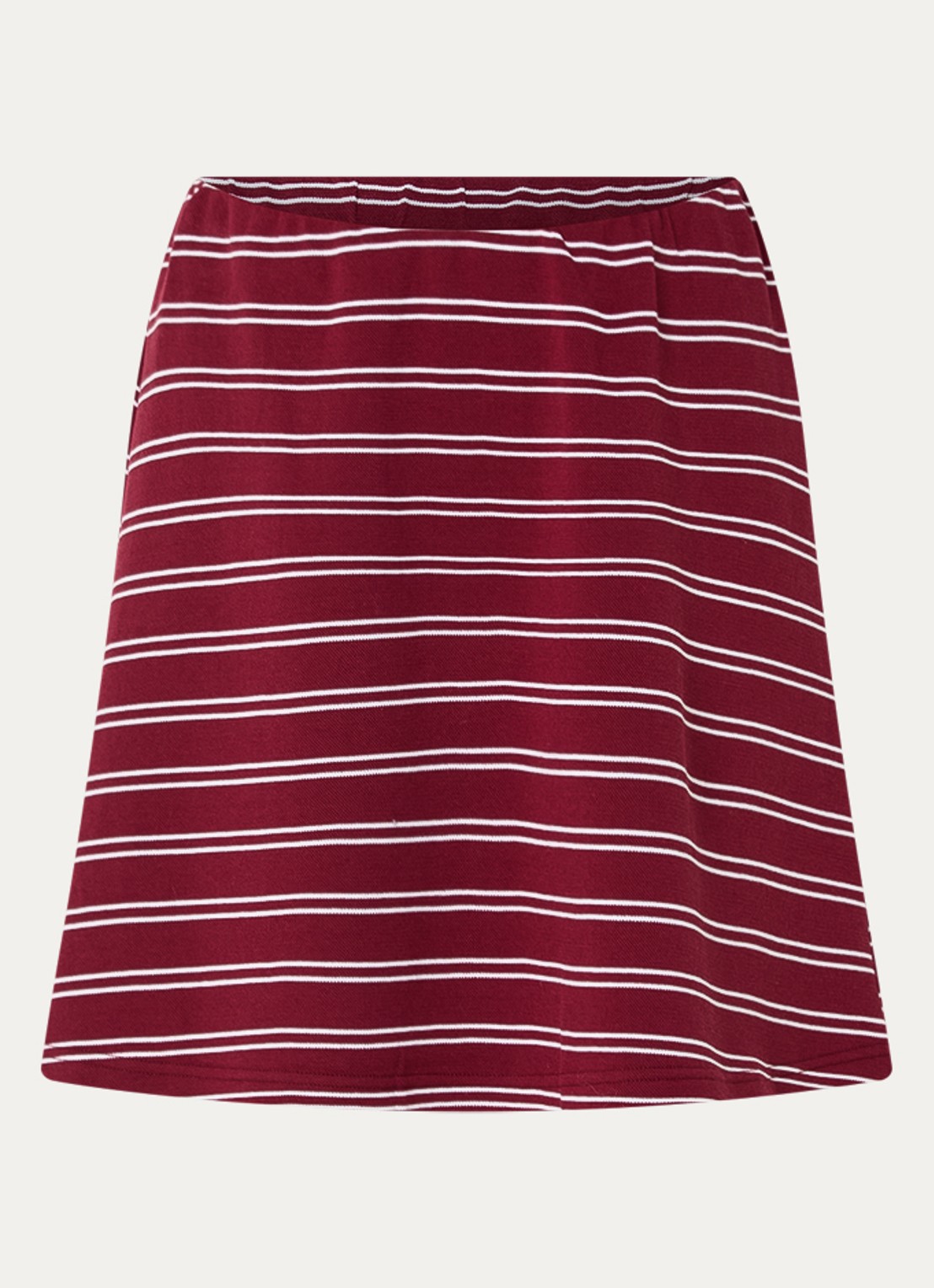 Gestuz Pilova mini rok met streepprint - voorkant bordeauxrood