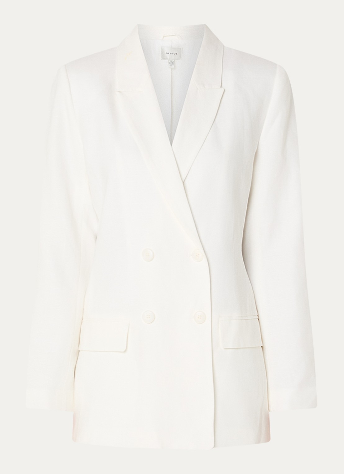 Gestuz Riava blazer in linnenblend met klepzakken - voorkant 3 gebroken wit